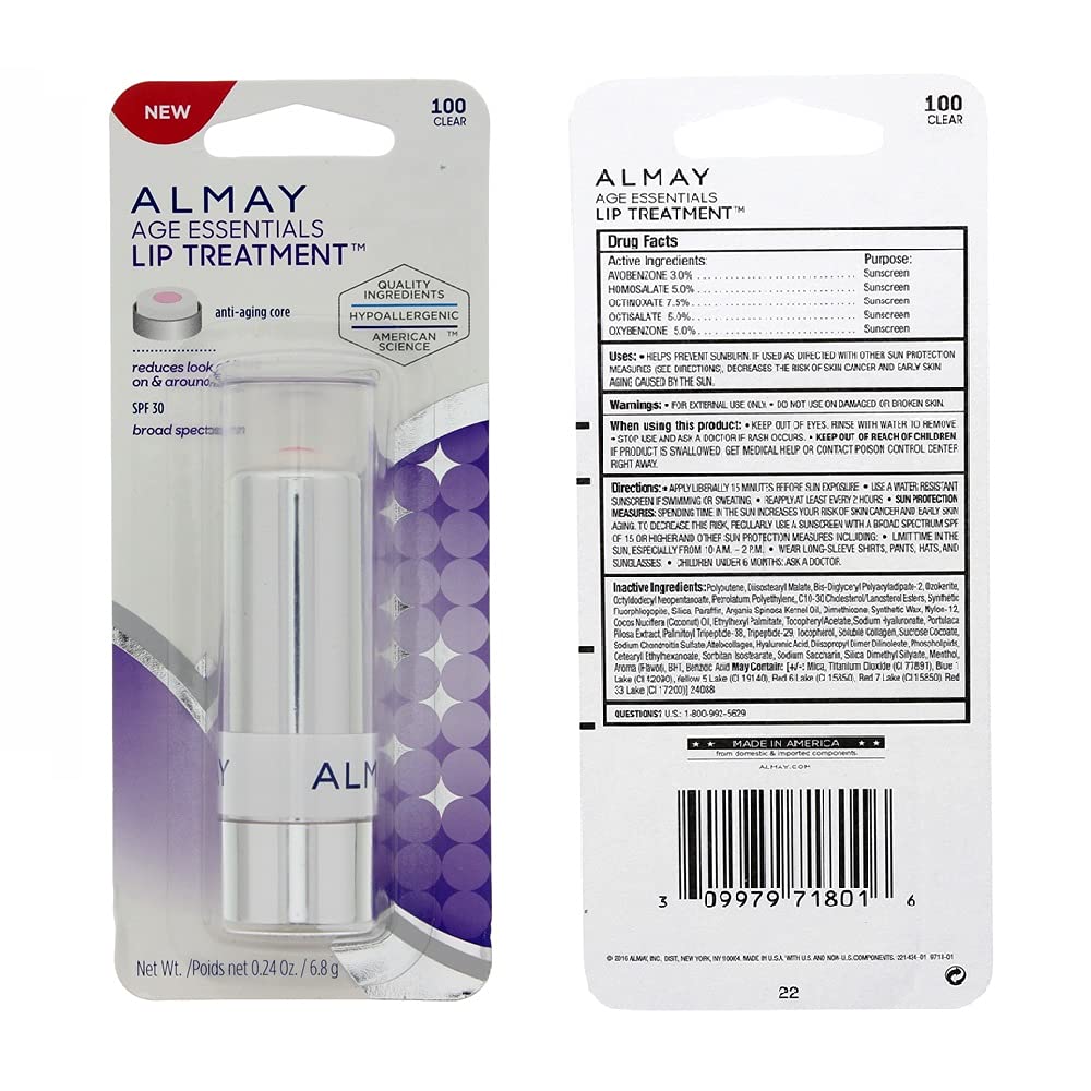 Almay A Pack of 2 Almay Age Essentials Lip Treatment, Clear 100