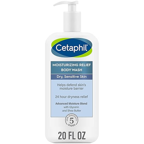 Cetaphil Body Wash, Moisturizing Relief Body Wash for Sensitive Skin, Creamy Rich Formula Gently Cleanses and Gives 24 Hour Relief to Dry Skin