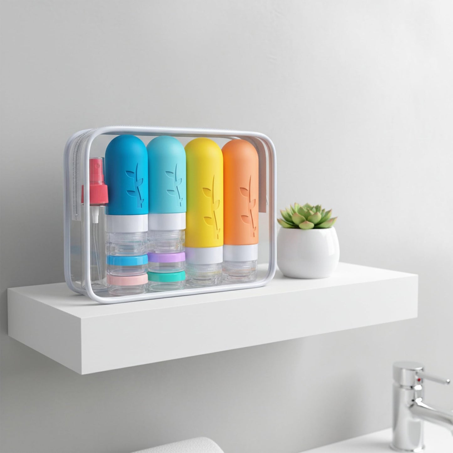 DEPOZA 16 Pack Travel Bottles Set - TSA Approved Leak Proof Silicone Squeezable Containers for Toiletries, Conditioner, Shampoo, Lotion & Body Wash