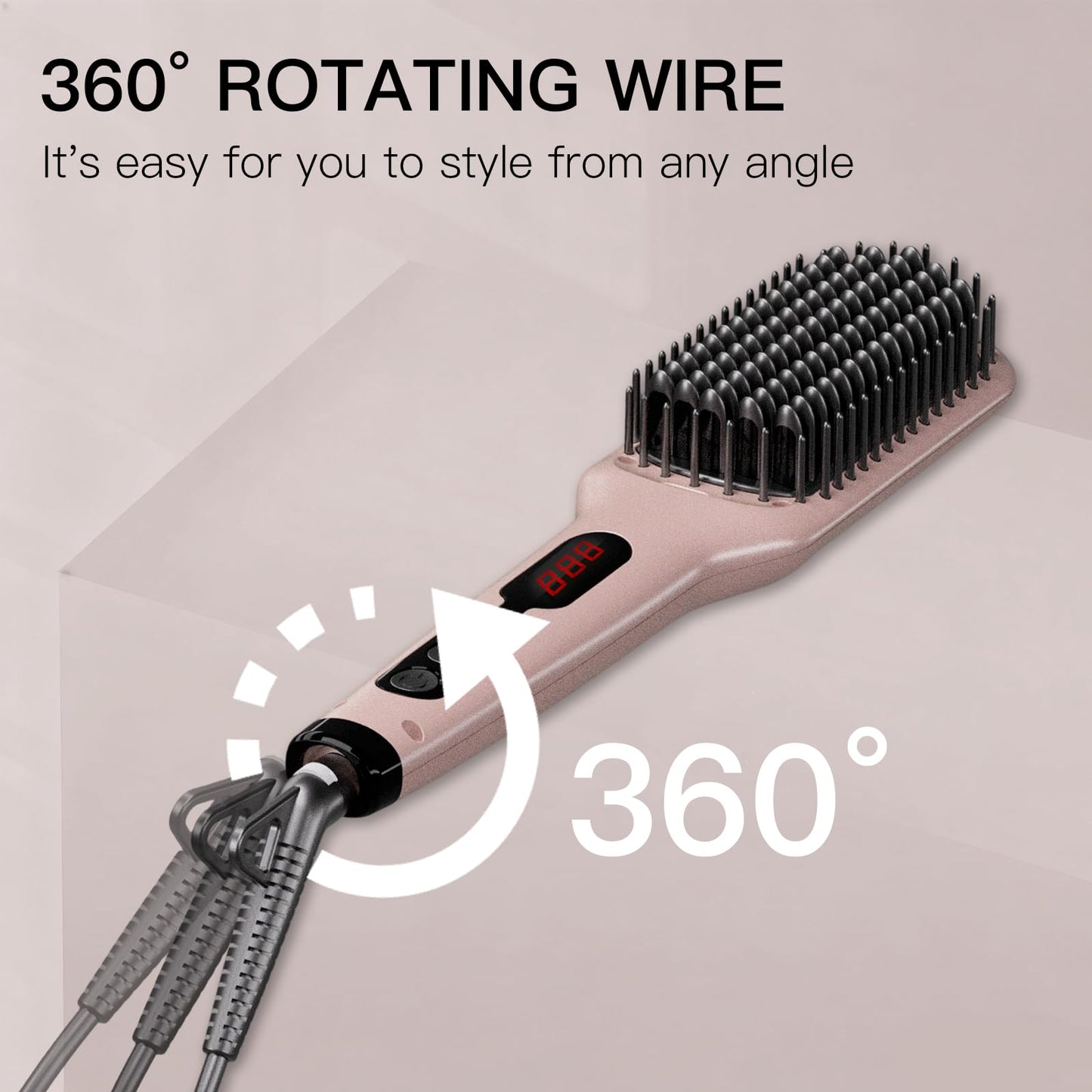 MEGAWISE Pro Ceramic Ionic Hair Straightener Brush for Home Salon | MCH Fast 20s Heating Tech with Auto-Off Safety | Anti-Scald with Universal Dual