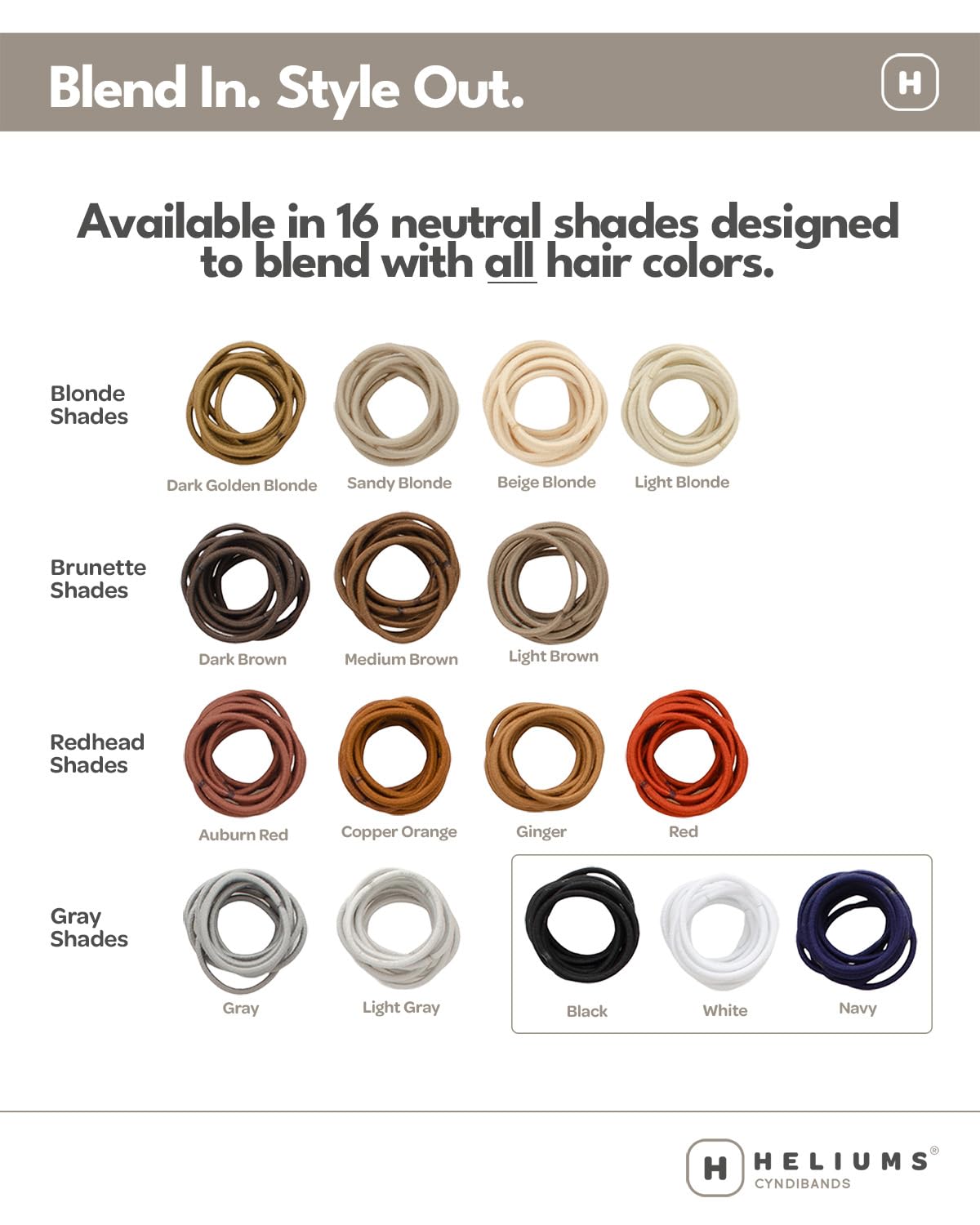 Heliums Small Hair Ties - Sandy Blonde - No Damage Mini 1 Inch Reusable 2mm Elastics for Thin Hair and Kids, Neutral Ponytail Holders - 48 Count