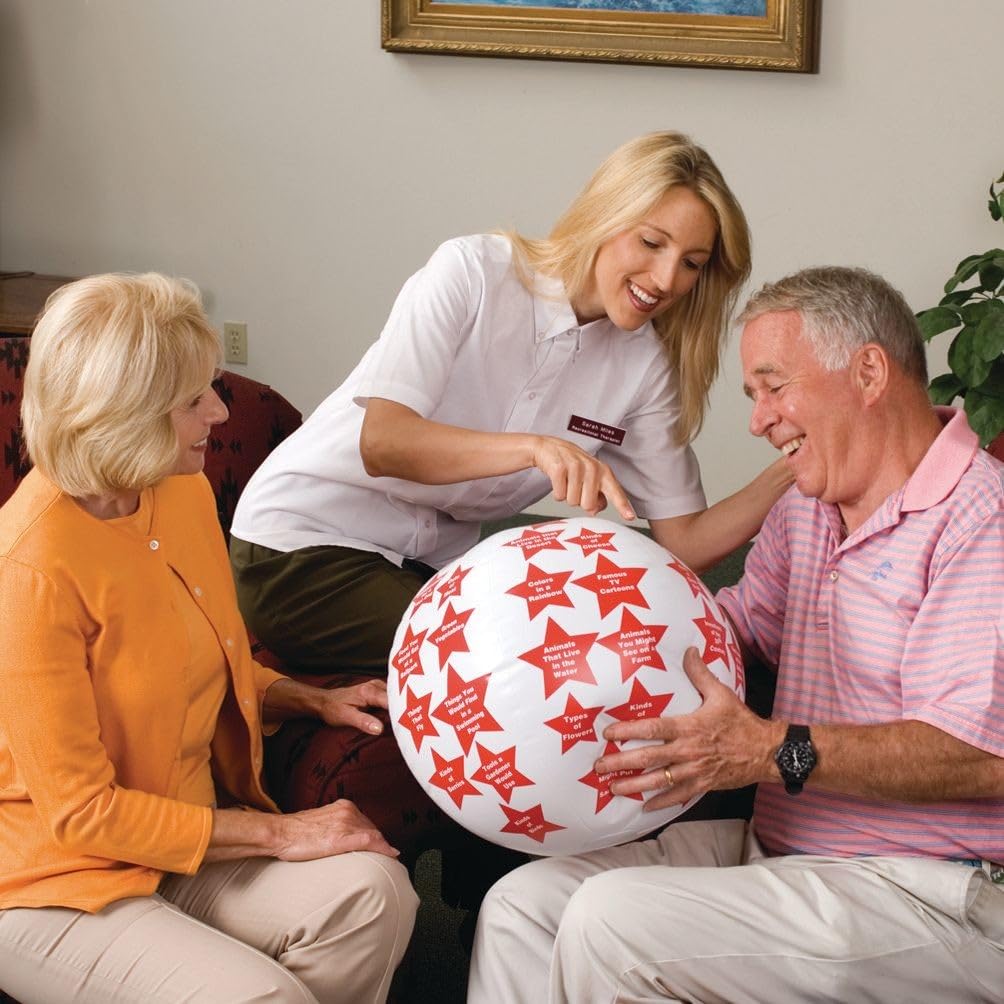 S&S Worldwide Toss 'n Talk-About Ball, Original. Beach Ball Style Ball,16" Inflated Dia. Conversation Ball with Over Conversation Categories to Get…