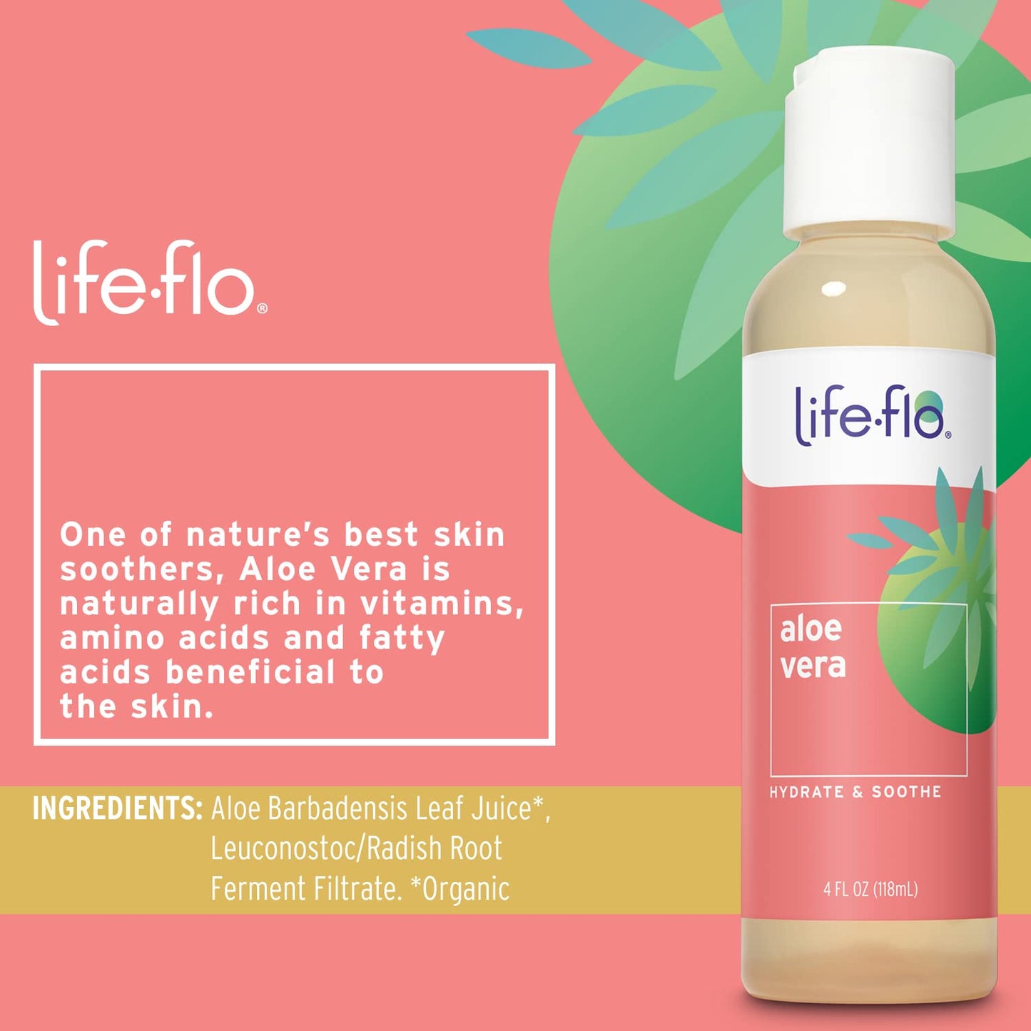 LIFE-FLO Aloe Vera, Soothing Moisture for Dry Skin Care, Calms Redness, Conditions & Hydrates Skin with Organic Aloe Vera Juice, No Synthetic