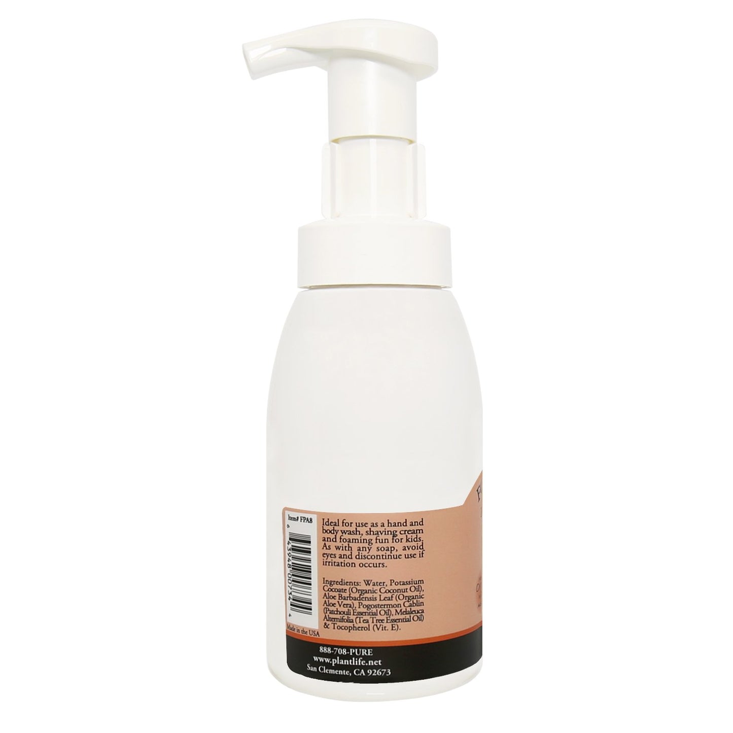 Plantlife Patchouli Foam Soap - Gentle, Moisturizing, Plant based Foam Soap - Ideal for use as a Hand & Body wash, Shaving Cream, and Foaming Fun