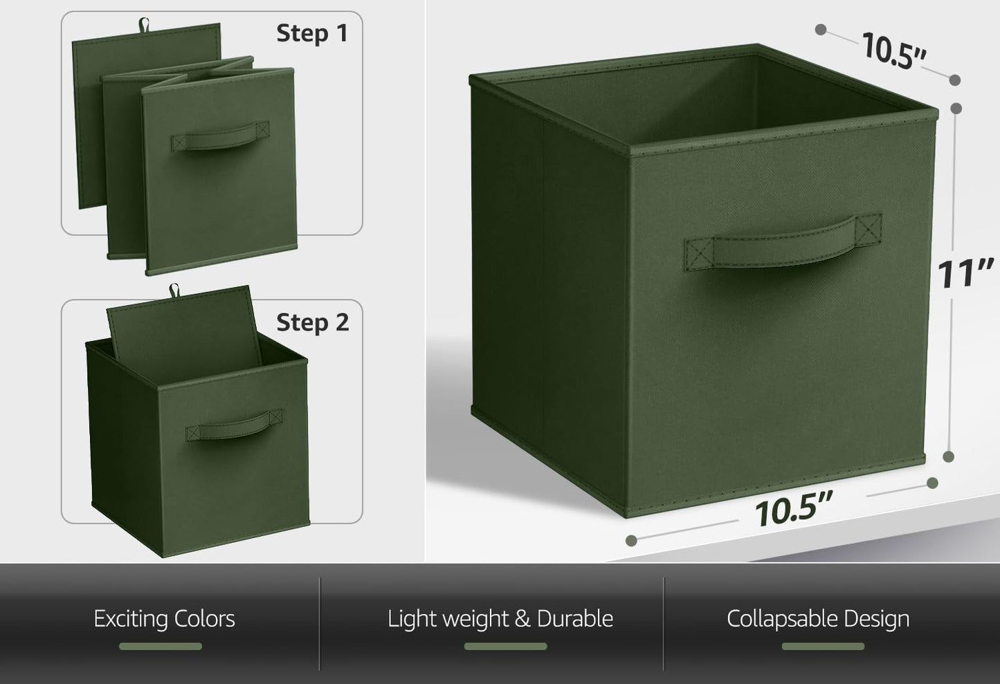 Sorbus Foldable Storage Cubes - 6 Fabric Baskets for Organizing Pantry, Shelf, Toy Box, Cubby, Closet Organizer - 11 Inch Collapsible Closet…