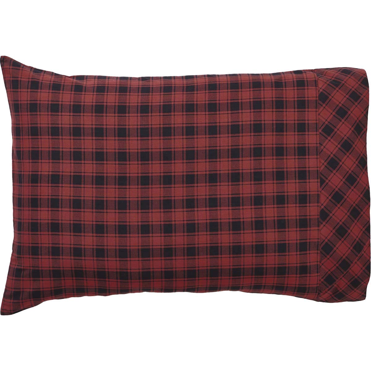 VHC Brands Rustic & Lodge Bedding-Cumberland Red, Cotton, Pillow Case Set, Standard (20 x 30 inches), Chili Pepper