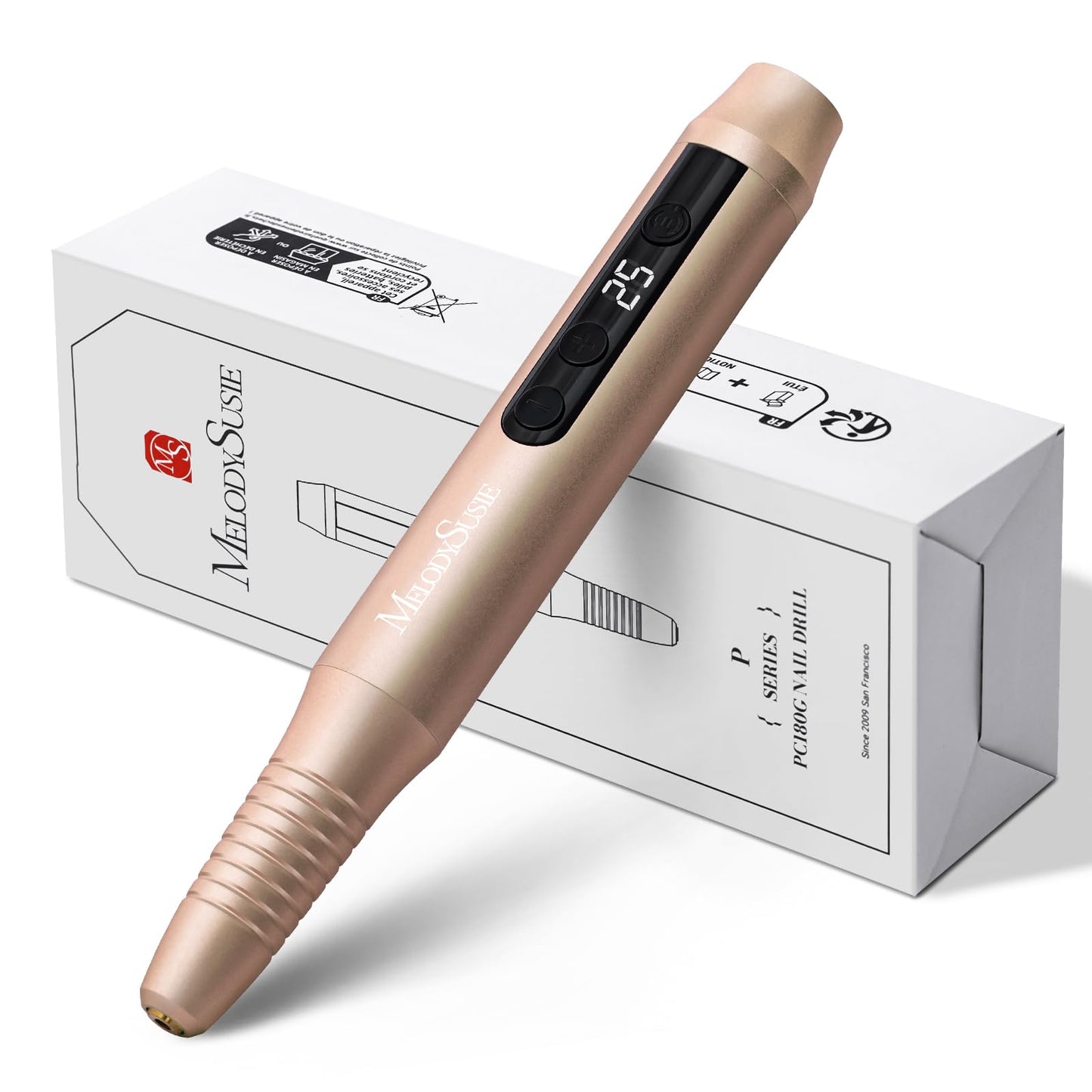 MelodySusie Pen-Shaped Portable Cordless Nail Drill,PC180G 25000RPM Rechargeable Electric File with LED Display for All Nail Care, Manicure Shaping Beauty and Personal Care MelodySusie Default Title