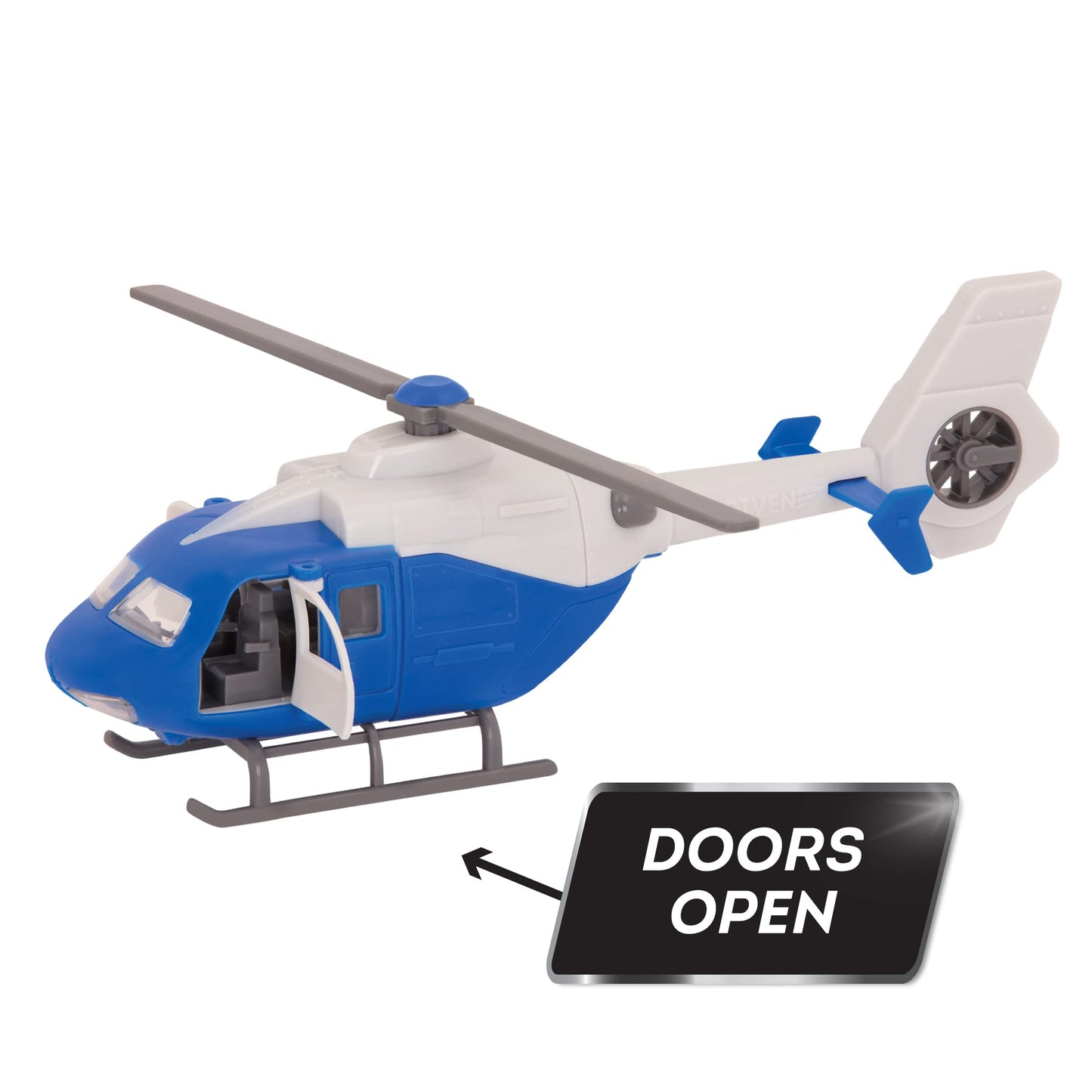 Driven by Battat 7" Rescue Helicopter Toy – Lights & Sounds, Opening Doors, Durable Vehicle with Realistic Details, Gift for Kids Ages 3+