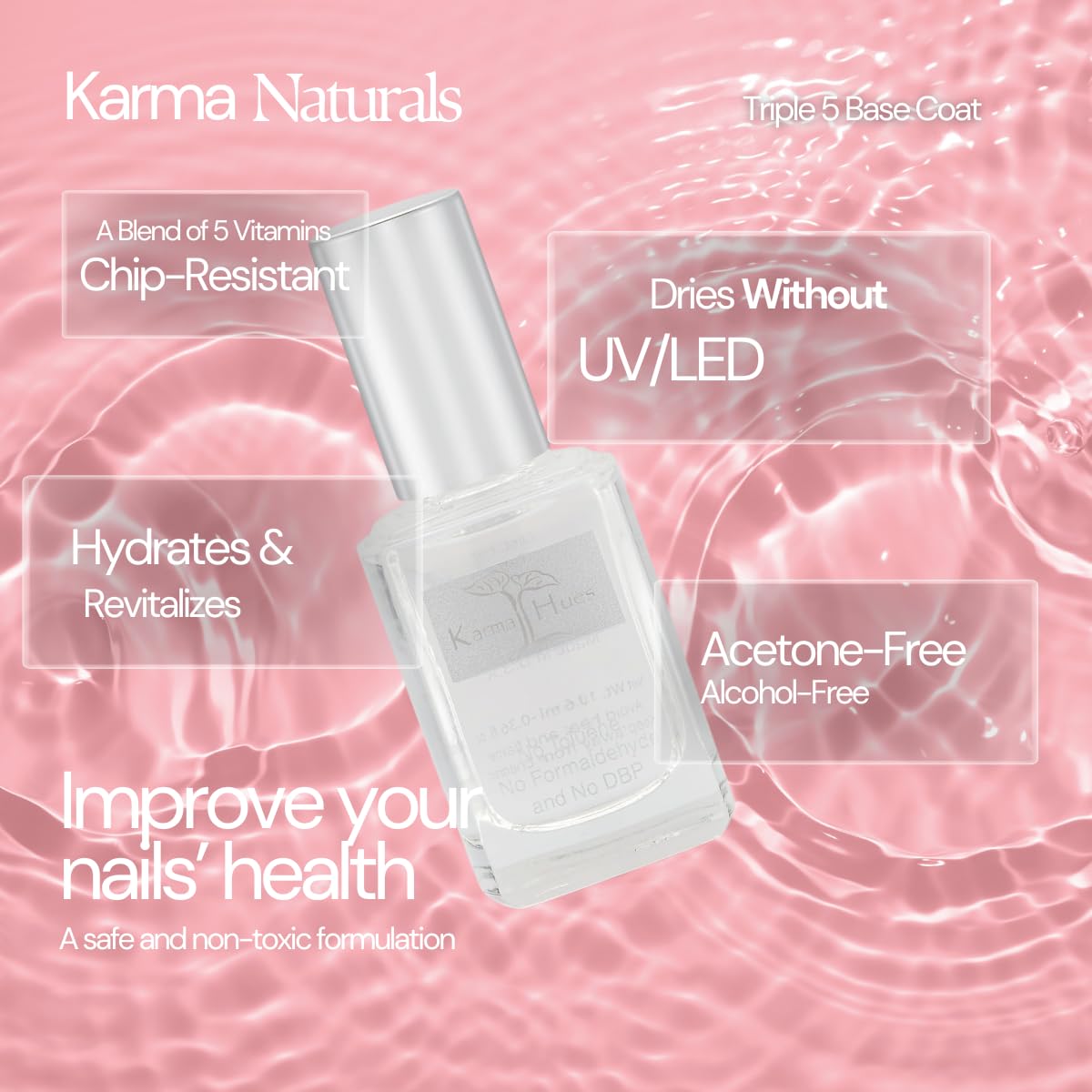 karma organic Triple 5 Base Coat; Non-Toxic Nail Treatment Vegan Cruelty-Free