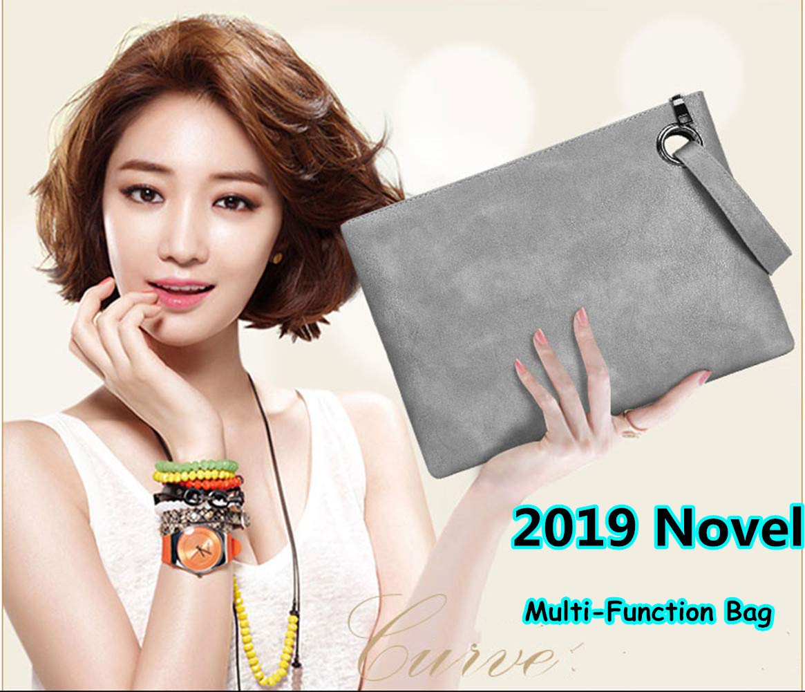 DIHKLCIO Evening Bags Purse Envelop Clutch Chain Shoulder Womens Wristlet Handbag Foldover Pouch (black) X-Large