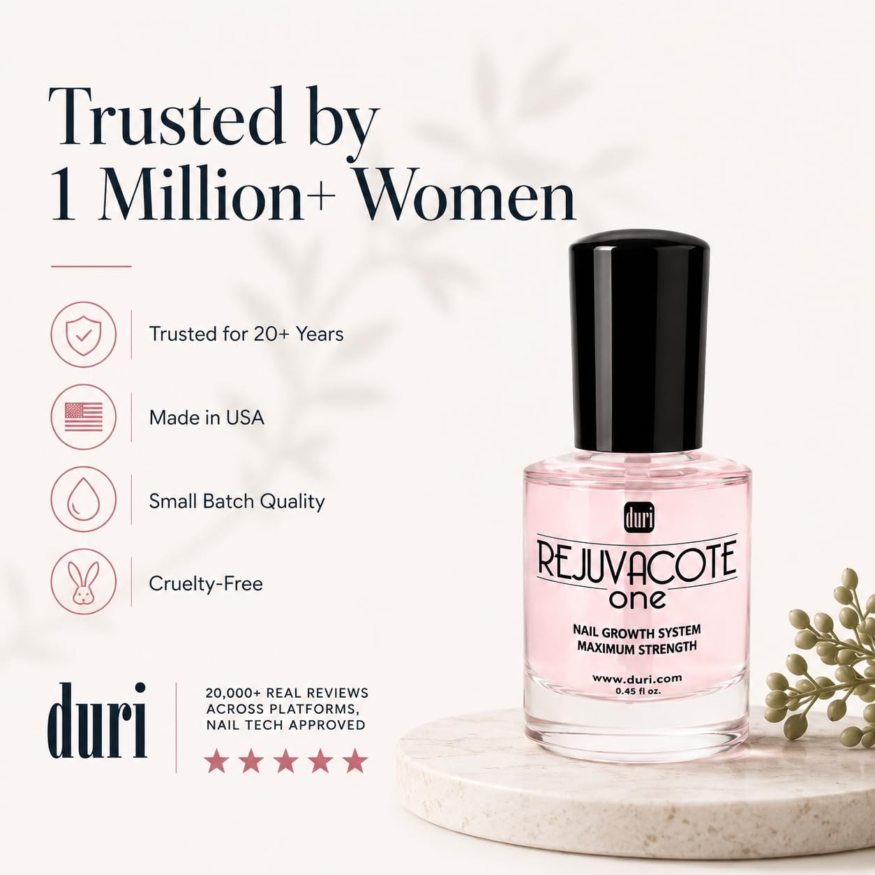Duri Rejuvacote 1 Nail Growth System - Maximum Strength Nail Strengthener for Damaged Nails from Gel, Acrylic Manicure | Grow Long Natural Fingernails Beauty & Personal Care duri