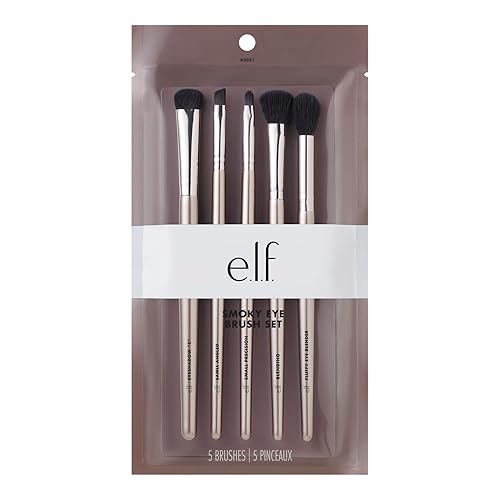 e.l.f. Smoky Eye Brush Kit, 5-Piece Makeup Brush Kit For Creating A Smoky Eye Look, Apply & Blend Eyeshadow, Vegan & Cruelty-Free
