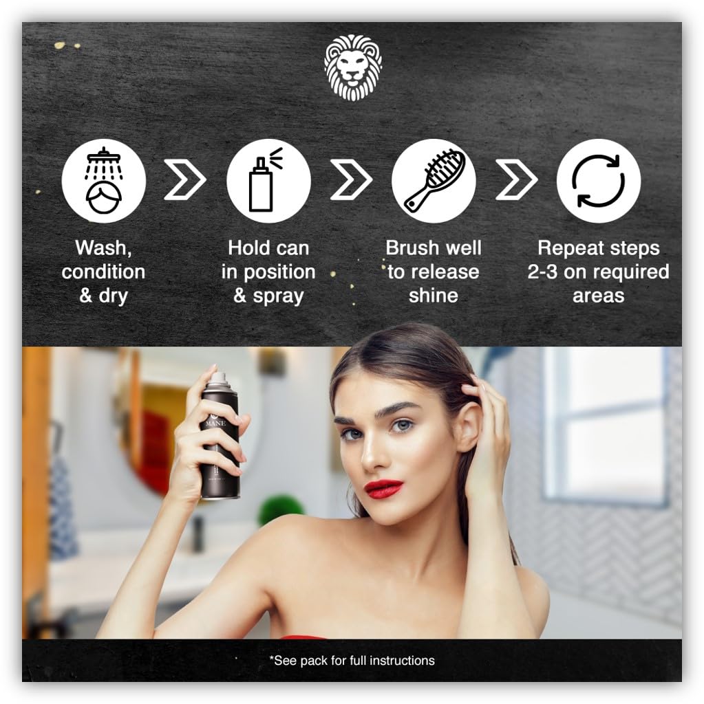 Mane Micro-Mineral Hair Thickening Spray & Root Touch Up Spray, Instant Volume & Root Cover Up for Thinning or Fine Hair, Lightweight Buildable