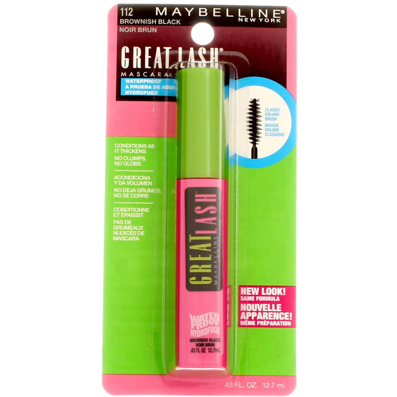 Maybelline Great Lash Waterproof Mascara 112, .43 Ounces, Brownish Black (Pack of 5)