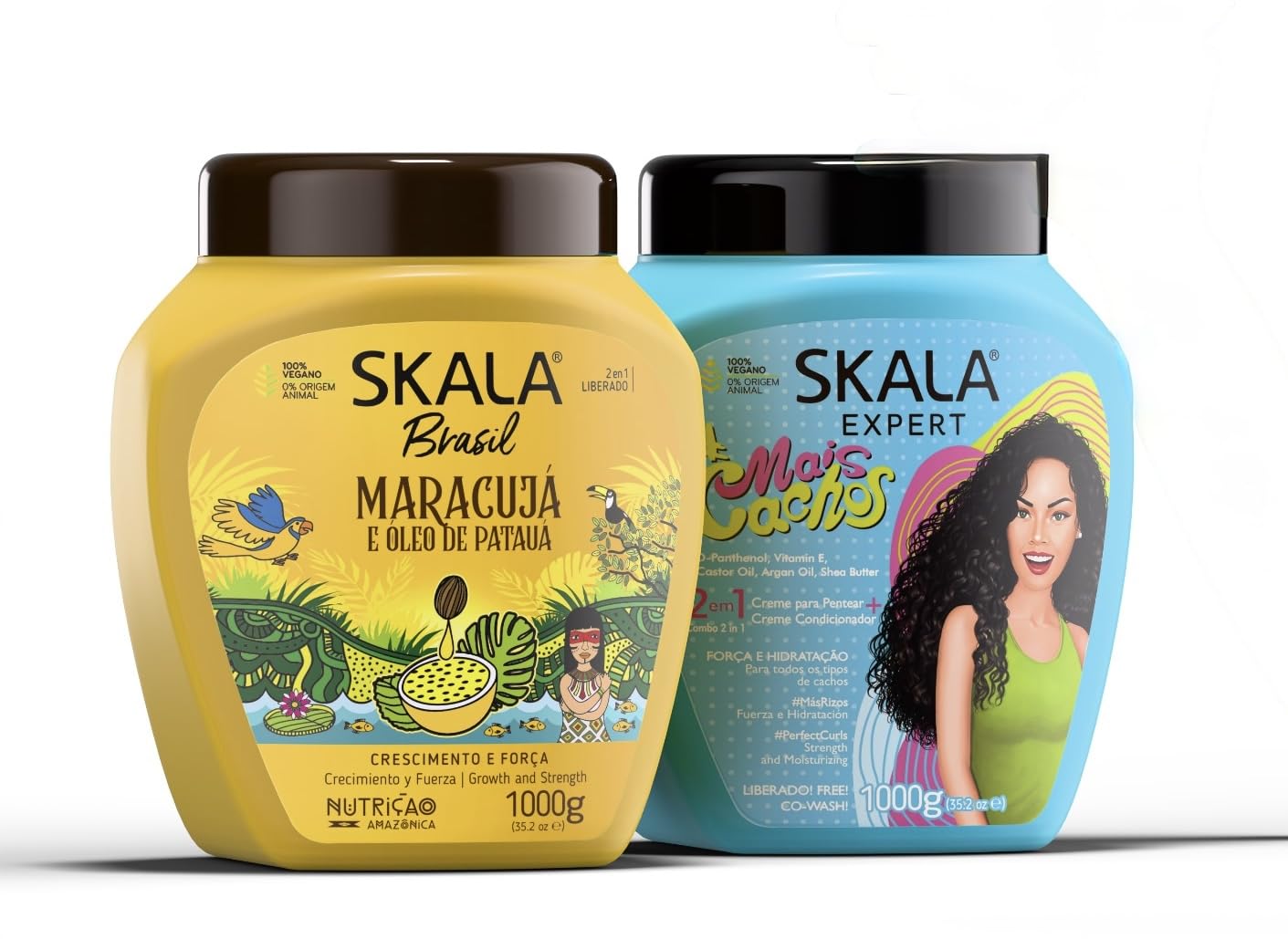 SKALA Hair Type 3ABC - Mais Cachos And Passion Fruit Combo- Hydrate Curls, Eliminate Frizz, For Curly Hair - 2 IN 1 Conditioning Treatment and Cream
