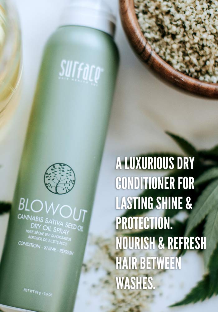 Surface Hair - Blowout Dry Oil Spray - Organic Ingredients for Women and Men, Heat-Resistant with Babassu Oil for Lightweight Conditioning for Longer