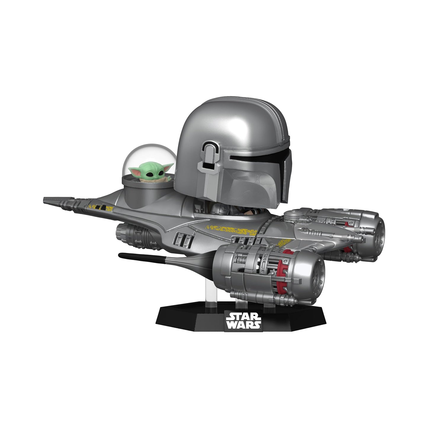 Funko POP! Ride Super Deluxe: Star Wars Hyperspace Heroes - The Mandalorian in N1 Starfighter (with Grogu) - Collectable Vinyl Figure