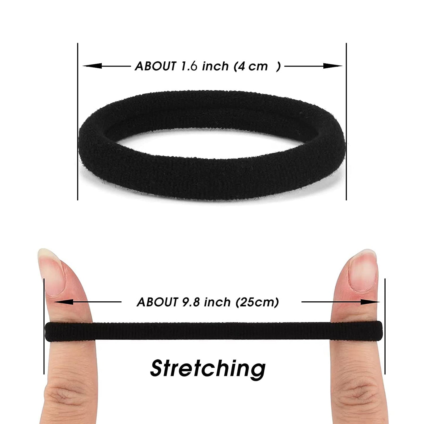 iFwevs 50PCS Black Hair Ties,Cotton Seamless Ponytail Holders,No Damage Elastics Hair Bands for Thick Heavy &Curly Hair Beauty and Personal Care iFwevs