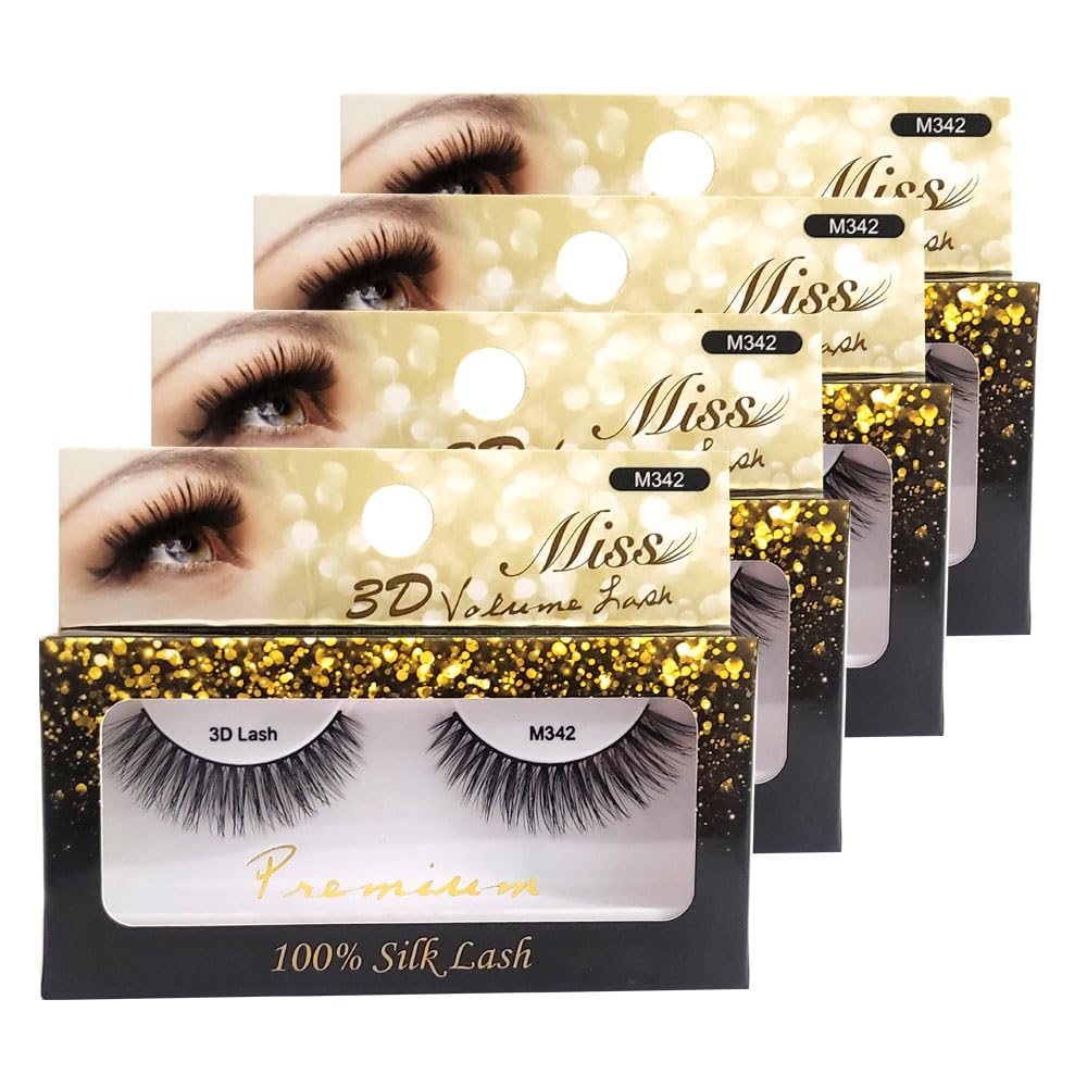"4 Pairs" Miss Lash 100% Handmade Tapered 3D Volume lash M342