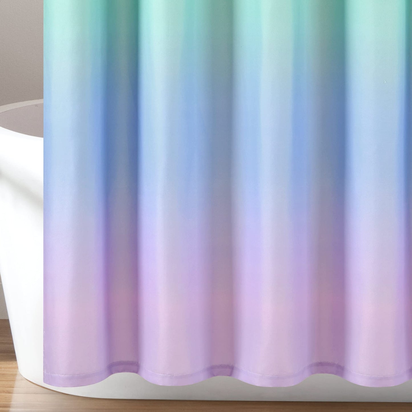 Lush Decor Rainbow Ombre Shower Curtain, 72" x 72", Rainbow & Turquoise
