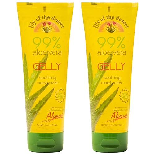Lily Of The Desert Gelly Moisturizer - 99% Organic Aloe Vera Gel for Skin, After Sun Care with Aloe, Vitamin E Oil, and Vitamin C for Sunburn Relief