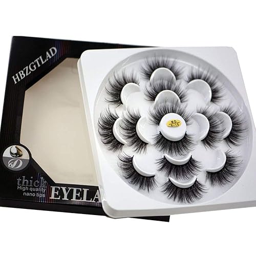 HBZGTLAD NEW 7Pairs 3D Mink Hair False Eyelashes Criss-cross Wispy Cross Fluffy length Lashes Extension Handmade Eye Makeup Tools (MDR-16)