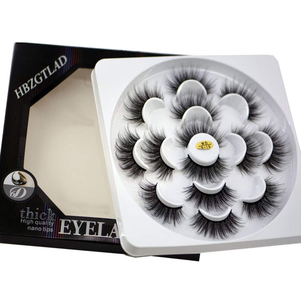 HBZGTLAD NEW 7Pairs 3D Mink Hair False Eyelashes Criss-cross Wispy Cross Fluffy length Lashes Extension Handmade Eye Makeup Tools (MDR-16)