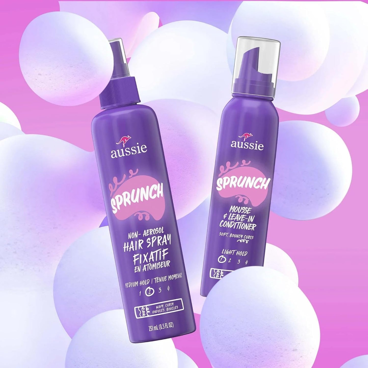Aussie Sprunch Non-Aerosol Hair Spray for Curly & Wavy Hair, Flexible Hold, Frizz Control,
