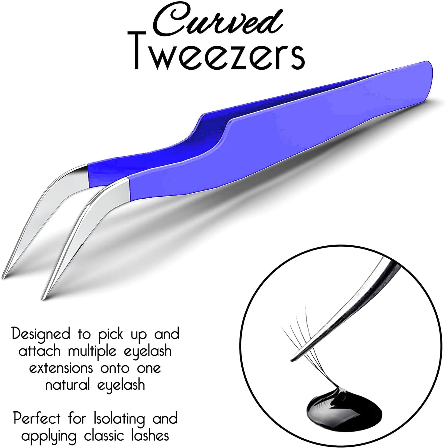 SIVOTE Eyelash Extension Tweezers for Classic & Volume Lashes, 2-Pack, Purple