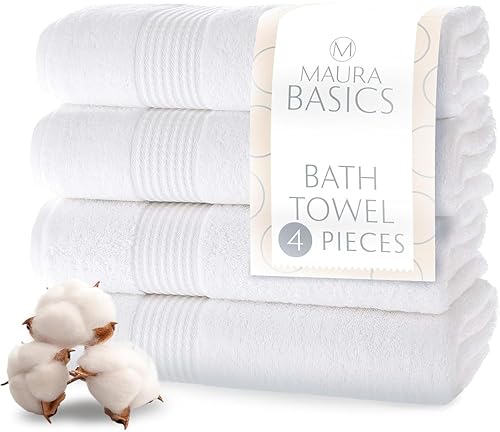 MAURA Basics Performance Bath Towels 100% Turkish Cotton with Hook Loops. Extra Large Luxury Absorbent Plush Towel Sets for Bathroom, Daily Use…