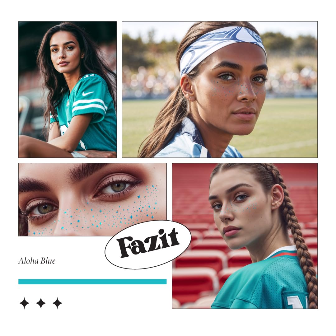 Fazit Aloha Blue Speckles - Glitter Freckle Makeup Patches - Shimmering Faux Freckles & Body Glitter - Waterproof, Long-Lasting Instant Glamour