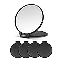 Qislee Compact Mirror Bulk, Round Makeup Mirror for Purse, Set of 4 (Black)