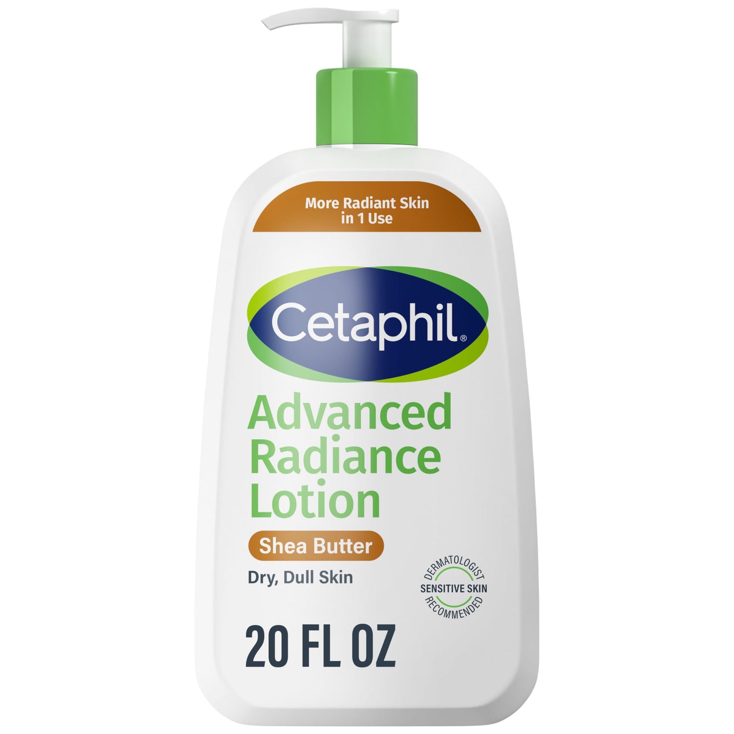 Cetaphil Body Lotion, Advanced Radiance Lotion with Shea Butter for Dry, Sensitive Skin, 20 oz, Fragrance Free, Hypoallergenic, Non-Comedogenic