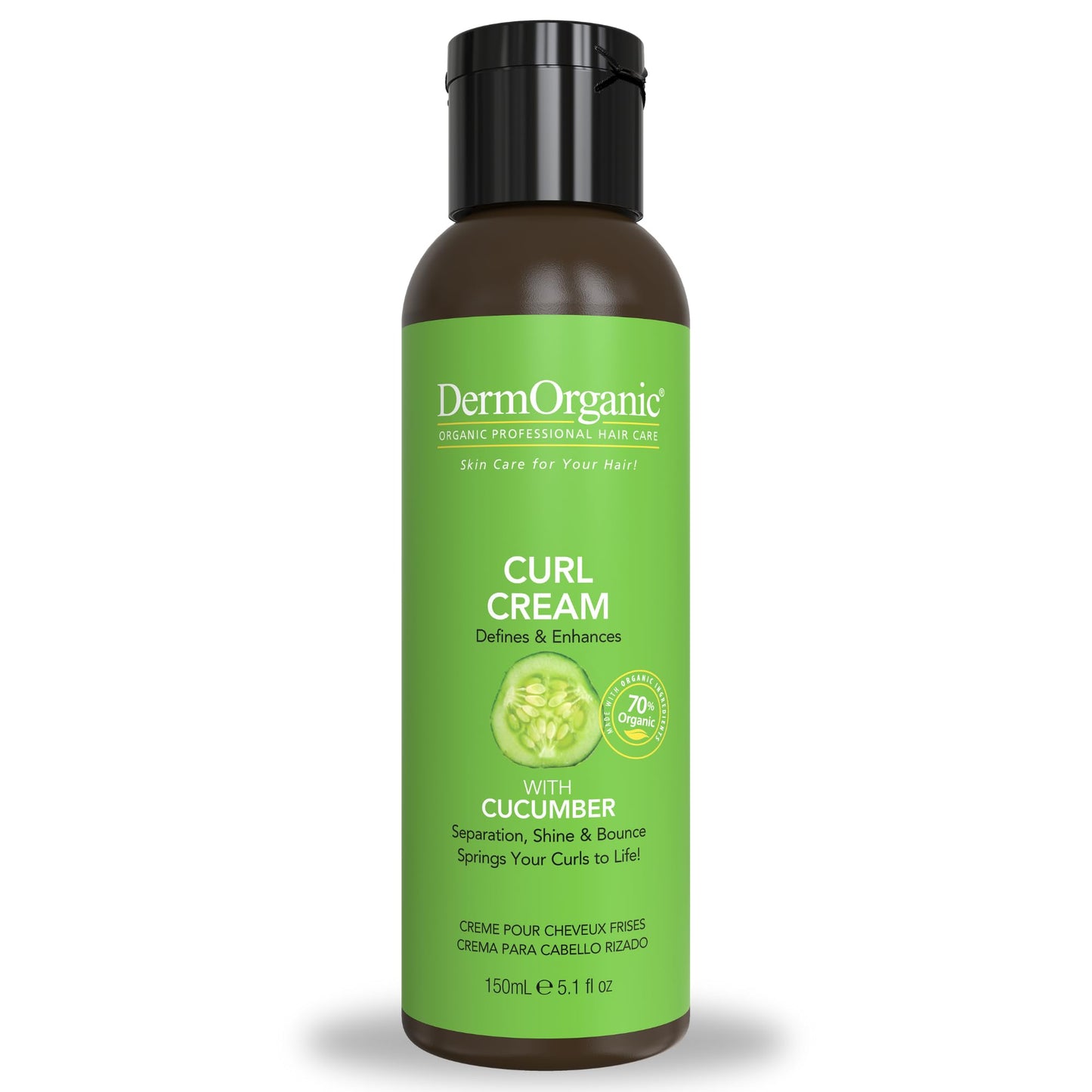 DermOrganic Curl Cream Styler - Greater Curl Separation, Bounce, Defines Curls, Tames Frizz, Humidity Control 5.1 oz