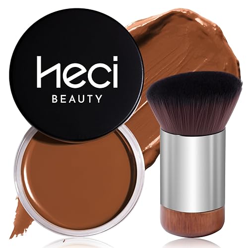HECI BEAUTY Cream Bronzer with Brush, Creamy & Highly Pigmented Formula, Blendable Cream Contour Makeup with a Natural, Matte Finish - Buildable