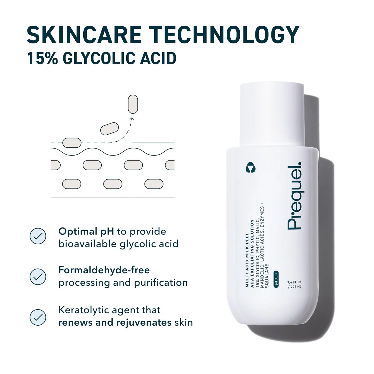 Prequel Skin Multi-Acid Milk Peel, Professional Exfoliating Solution. 15% Glycolic Acid Face Peel with Lactic Acid and Enzymes. Hydrating Chemical