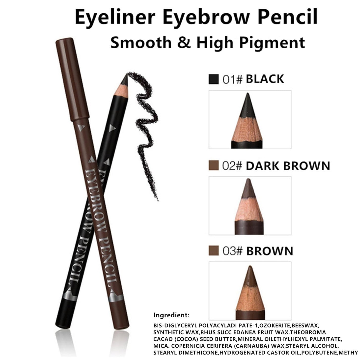 Go Ho 6 PCS Eyebrow Eye Liner Pencil Set,Easy to Color Sweatproof Eye Brow Pencil,Professional Long-lasting Eyeliner Gel Makeup Brow Tint Pen,3