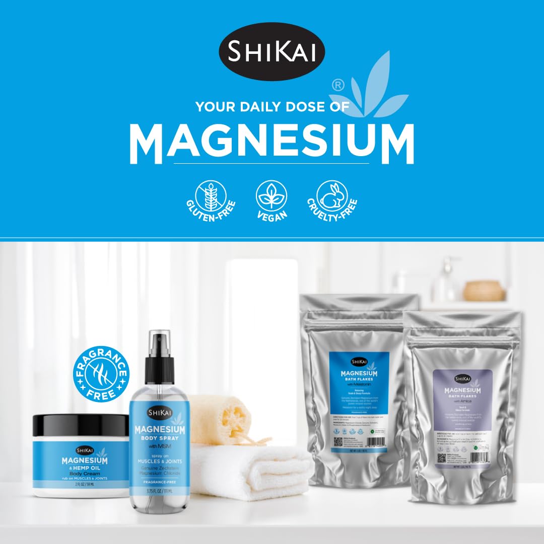 ShiKai Magnesium Bath Flakes with Arnica (32 oz) - Bath Salt Soak for Muscle Relief - Fragrance Free Beauty and Personal Care ShiKai