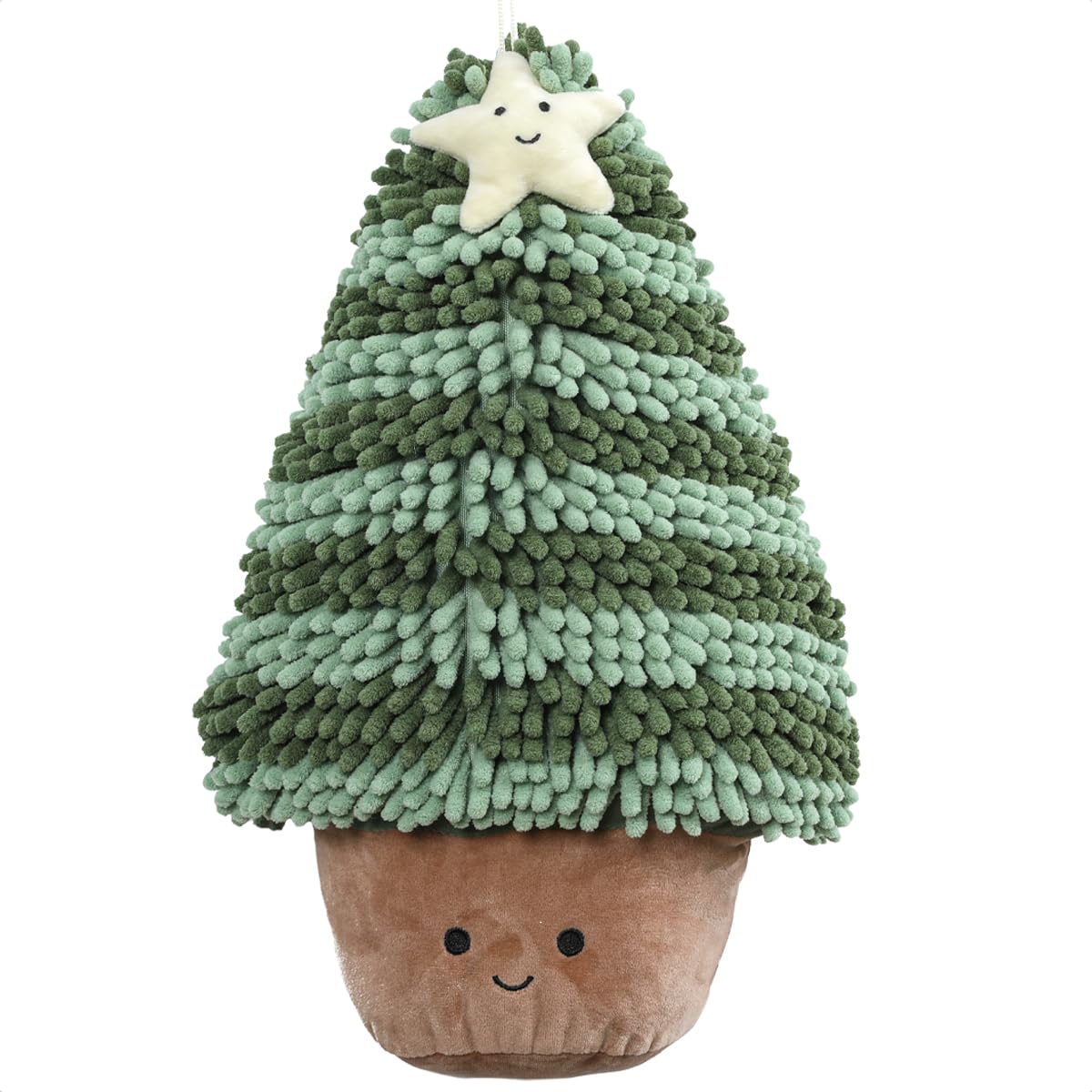 Tyrafry Christmas Chenille Bath Hand Towel, Adorable Christmas Tree Shape, Ultra-Soft Absorbent Decorative Hand Towel, Hanging or Display Use…