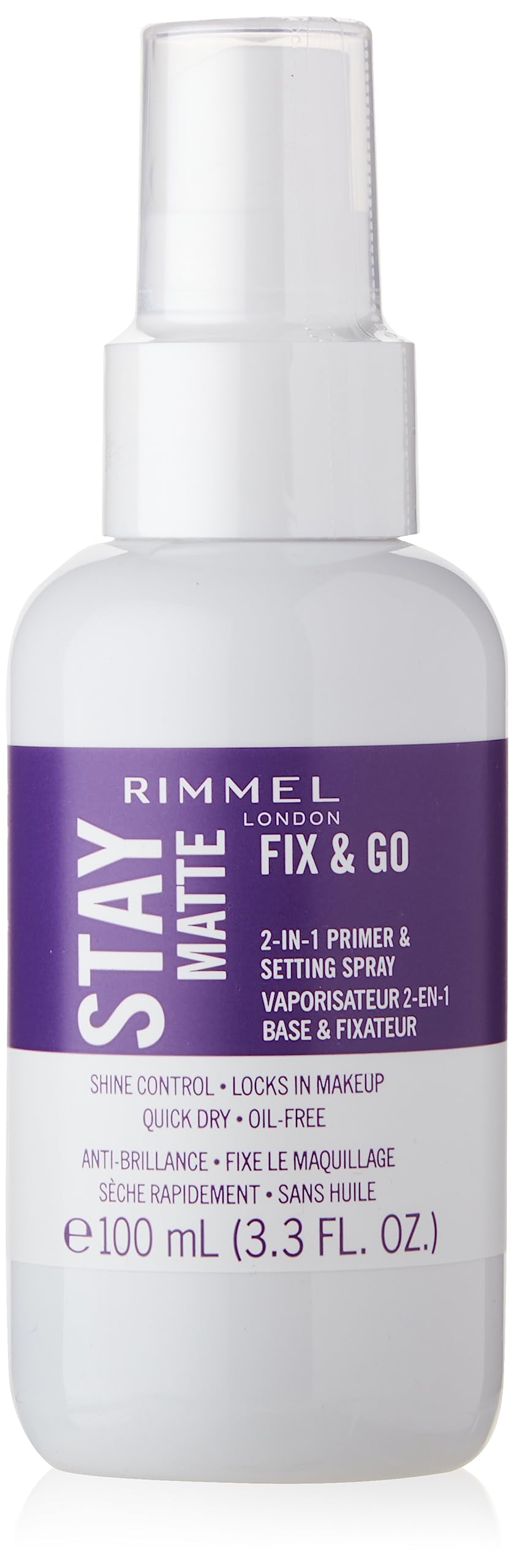 Rimmel London Stay Matte Fix & Go - 001 Transparent - 2-in-1 Primer & Setting Spray, Oil-Free, Locks Makeup into Place, Soothes Skin, 3.3 oz Beauty and Personal Care Rimmel Default Title