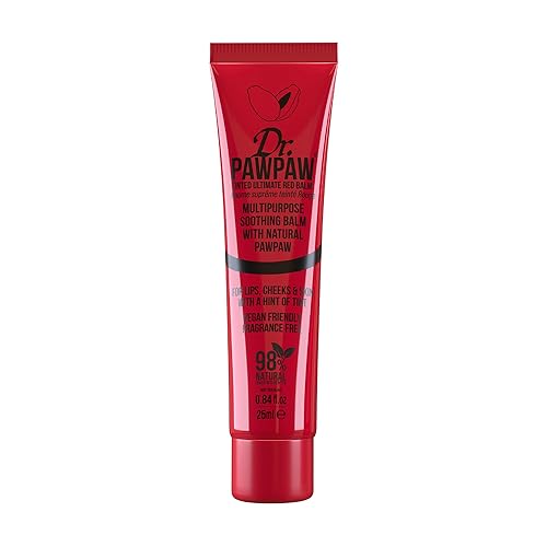 Dr. PawPaw Multipurpose Soothing Tinted Balm - Lip Balm for Lips, Cheeks, Eyes - Tinted Lip Balm - Lip Moisturizer with Pawpaw - Ultimated Red - 0.84