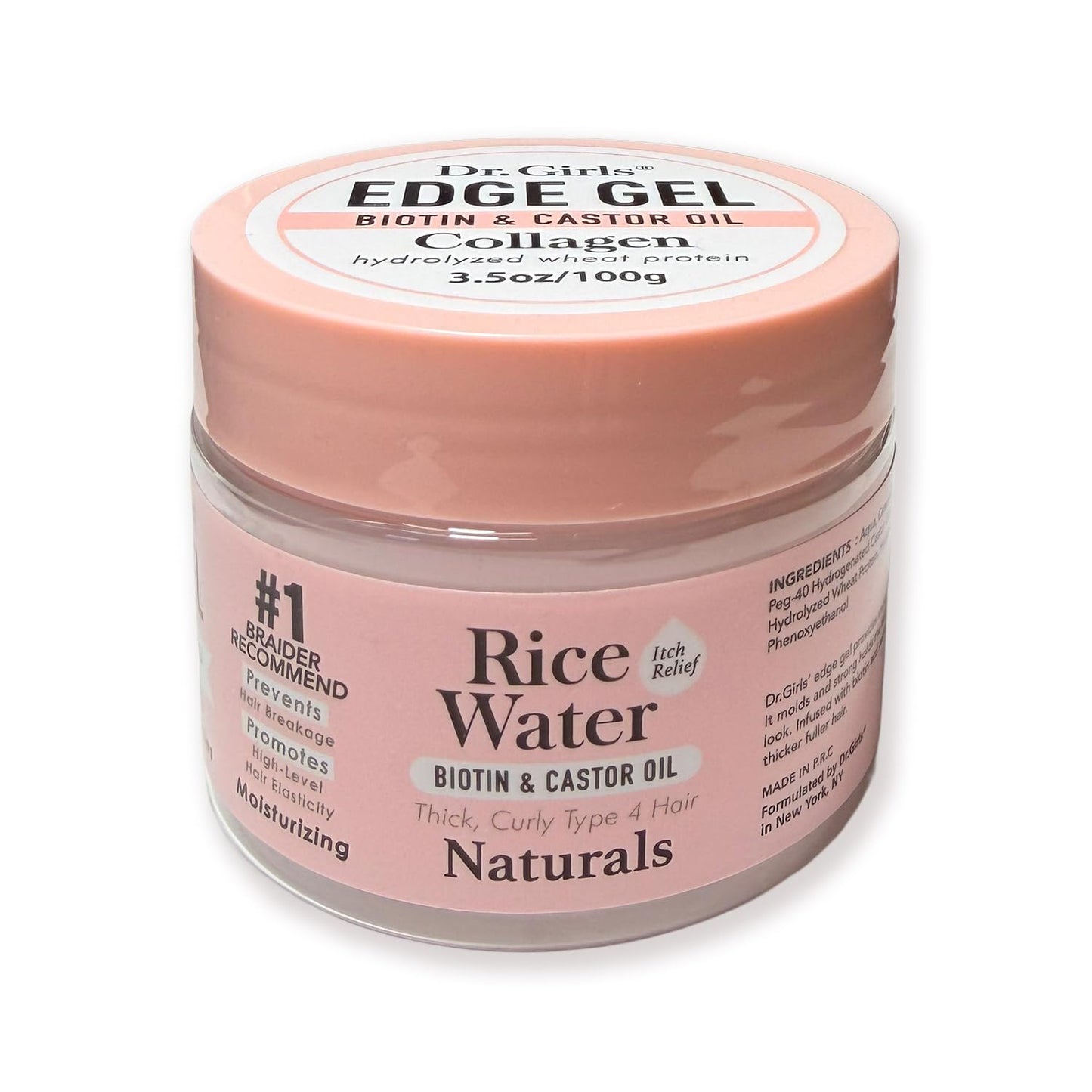 Dr. Girls Rice Water Lock & Twists Edge Gel - Extra Mega Hold for Locs, Cornrows & Twists - With Biotin, Castor Oil, Hydrolyzed Wheat Protein