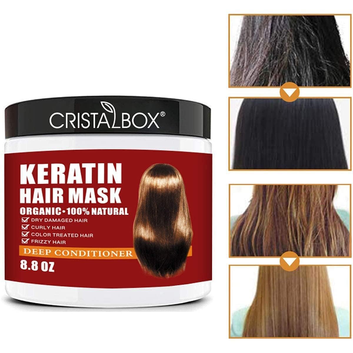 Keratin Hair Mask,Keratin Hair Treatment 250g Hair Mask for Dry Damaged Hair,Deep Conditioning Hair Treatment Mask Repair Treatment Damage Hair Beauty and Personal Care CRISTALBOX