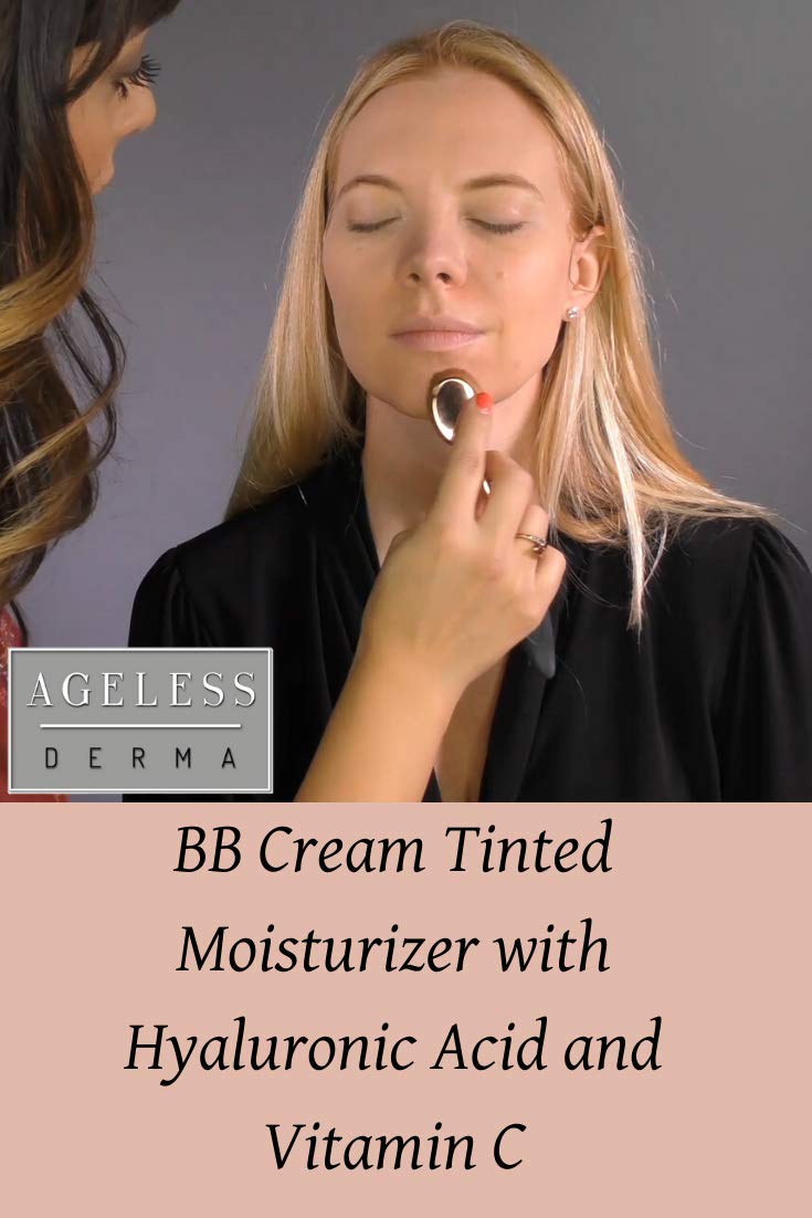 Ageless Derma BB Cream Tinted Moisturizer Foundation with Hyaluronic Acid and Vitamin C. Made in USA
