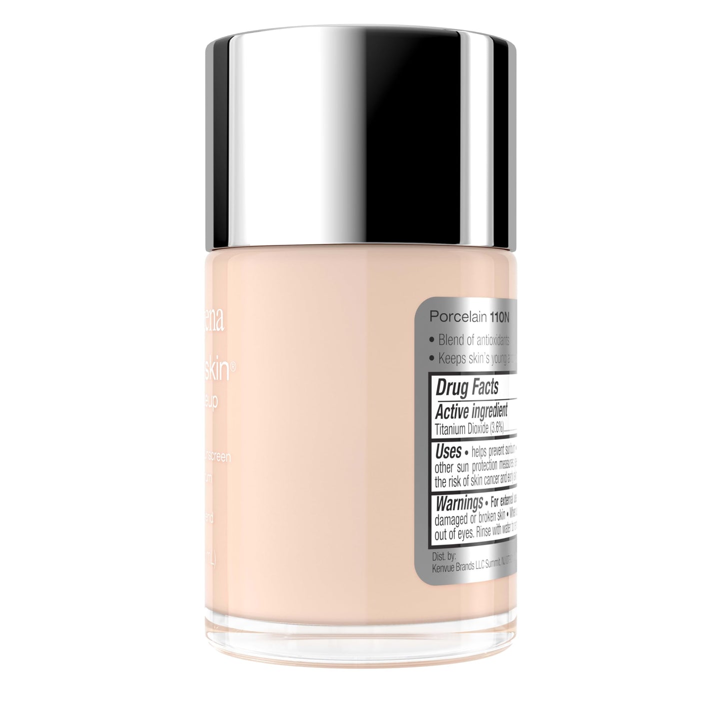 Neutrogena Healthy Skin Liquid Foundation Makeup Broad Spectrum SPF 20 Sunscreen, Medium Coverage, Vit B5, Antioxidants, All Day Wear, Porcelain 110N