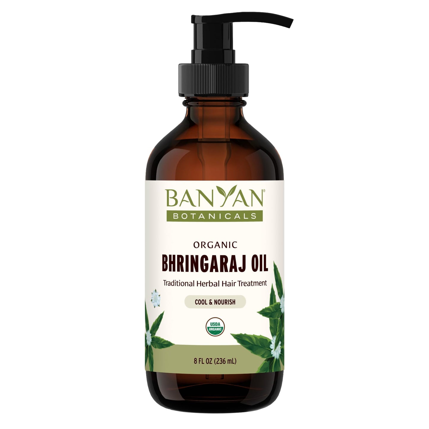 Banyan Botanicals Organic Bhringaraj Oil - Supports Healthy Hair Growth - Oil Made with Traditional Methods - 8 oz. - Non-GMO Sustainably Sourced