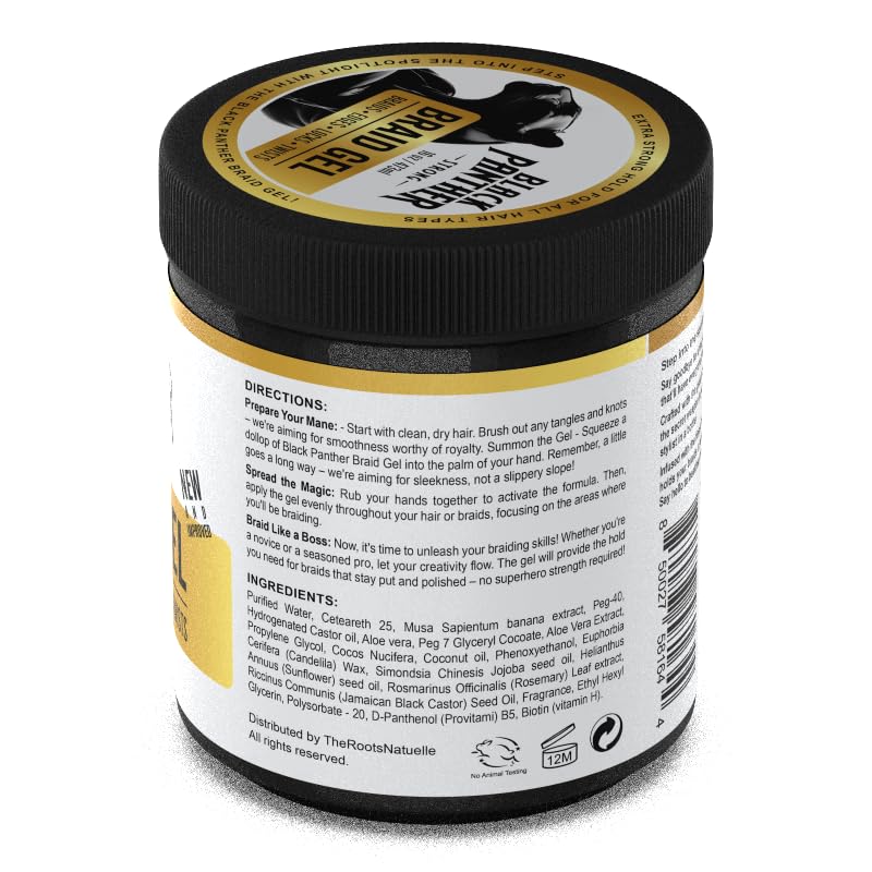 Black Panther Braid Gel | Smooths & Tames Frizz | No Flaking or Drying | High Shine, Long Lasting for Braids, Locks, Twists, Cornrows | 16 oz