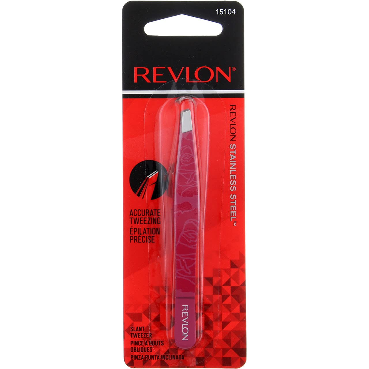 Revlon Eyebrow Hair Removal Tweezer, Designer Collection, High Precision Tweezers for Men, Women & Kids, Stainless Steel (Style/Color May Vary) (Pack