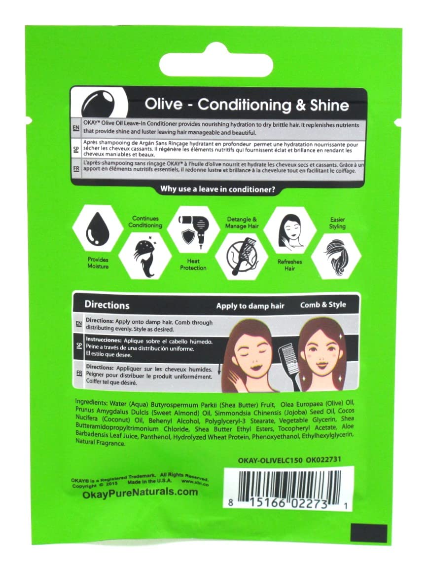 Okay Leave-In Deep Conditioning Packettes Olive Oil (12 Pieces)