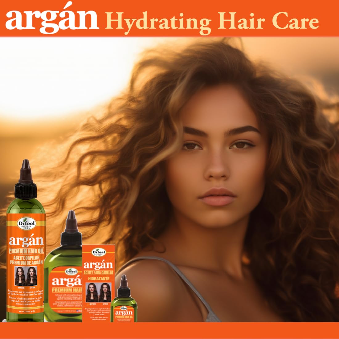 Difeel Argan Hydrating Premium Hair Oil 8 oz. - Hair Oil for Dry Hair and Natural Hair Oil Treatment